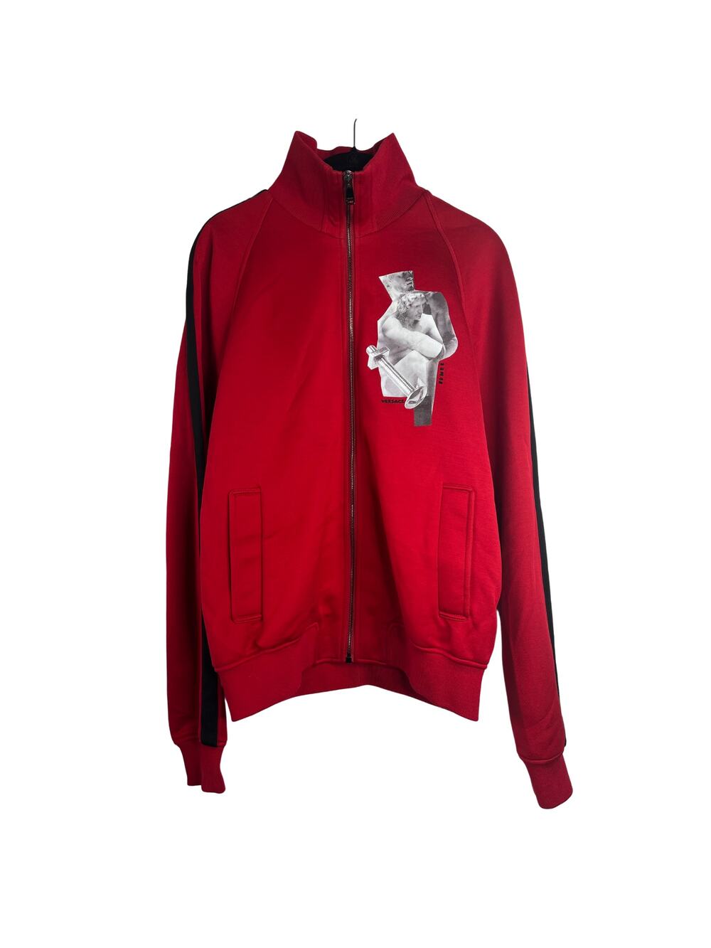 1-26 VERSACE Men's Full Zip Sweater Cotton Silk Size Red Medium